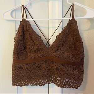 Brown Lace Crop Bralette/Top